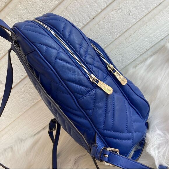 MICHAEL KORS Royal Blue Backpack Shoulder Bag Sheila Jet Set Jaycee Cooper Quilt - Picture 9 of 11